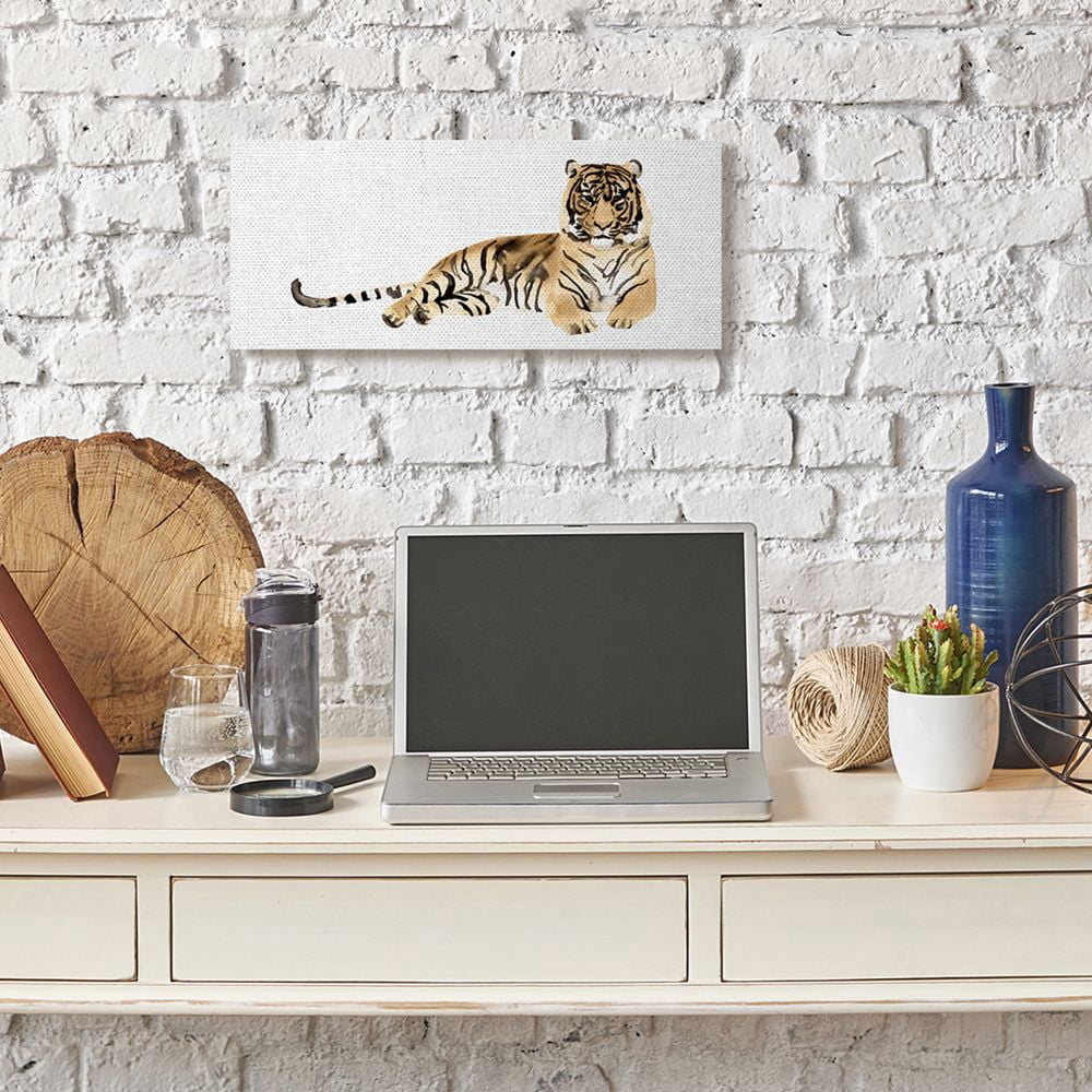 Stupell Industries Tiger Resting Orange Ink Watercolor Painting Canvas Wall Art by Victoria Borges