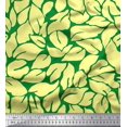 thumbnail image 1 of Soimoi Green Silk Fabric Basil Leaves Print Fabric by the Yard 42 Inch Wide, 1 of 3