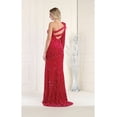 thumbnail image 5 of Royal Queen RQ7970 Juniors Womens One Long Sleeve Sequined Prom Dress With High Slit, 5 of 10