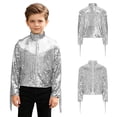 thumbnail image 6 of vastwit Kids Girls Boys Sequin Fringe Jacket Shiny Cowboy Outfit Disco Dance Top Long Sleeve Tassels Zip Up Glitter Coat White 10, 6 of 7