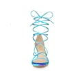 thumbnail image 6 of BLISSFUL STEP Women's Shoes Tie-Dye Strappy Lace-Up Open Toe Kitten Heels Sandals  Green 7, 6 of 7