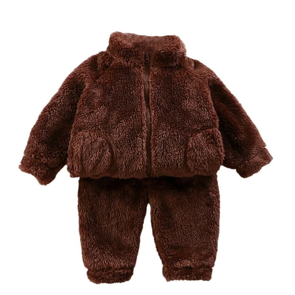 REDARER Soft Kids Loungewear Cozy Two Piece Outfit with Zipper for Girls and Boys Toddler Winter Pajamas,Kids Clothing,Size:1-2 Years