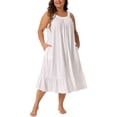 thumbnail image 2 of Agnes Orinda Women's Plus Size Valentines Day Nightgown Sleeveless Wide Strap Pleated Nightdress Chemise Sleepwear 2X White, 2 of 6