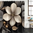 thumbnail image 3 of Gold Black Flower Waterproof Fabric Shower Curtain,Blossoming Botanical Prints Leaf Waterproof Fabric Shower Curtain for Bathroom Curtains Bathtubs Hotel Shower Curtains with 12 Hooks Standard 72x72, 3 of 8
