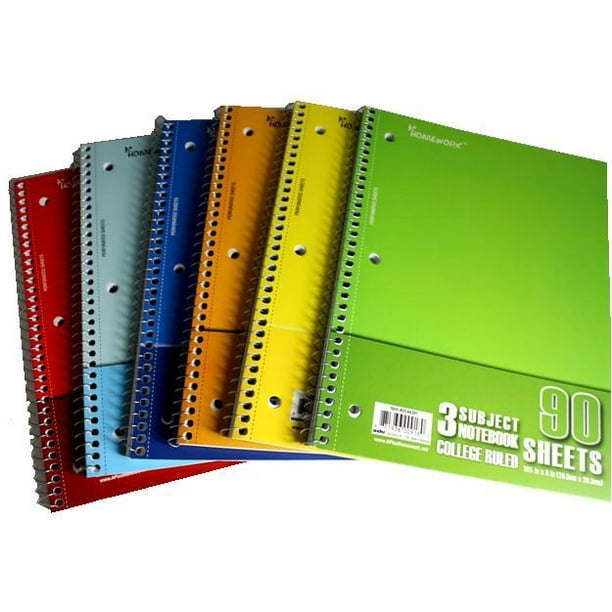 3 Subject College Ruled Spiral Notebook Case Pack 48