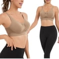 thumbnail image 6 of Byworldtasic Womens Plus Size Seamless Mesh Breathable Wireless Bra Gathered Front Design Bralette Adjustable Soft Bra, 6 of 8