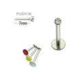 thumbnail image 1 of Threadless Push-In Labret 16G Surgical Steel with Press Fit CZ Gem s, 1 of 1