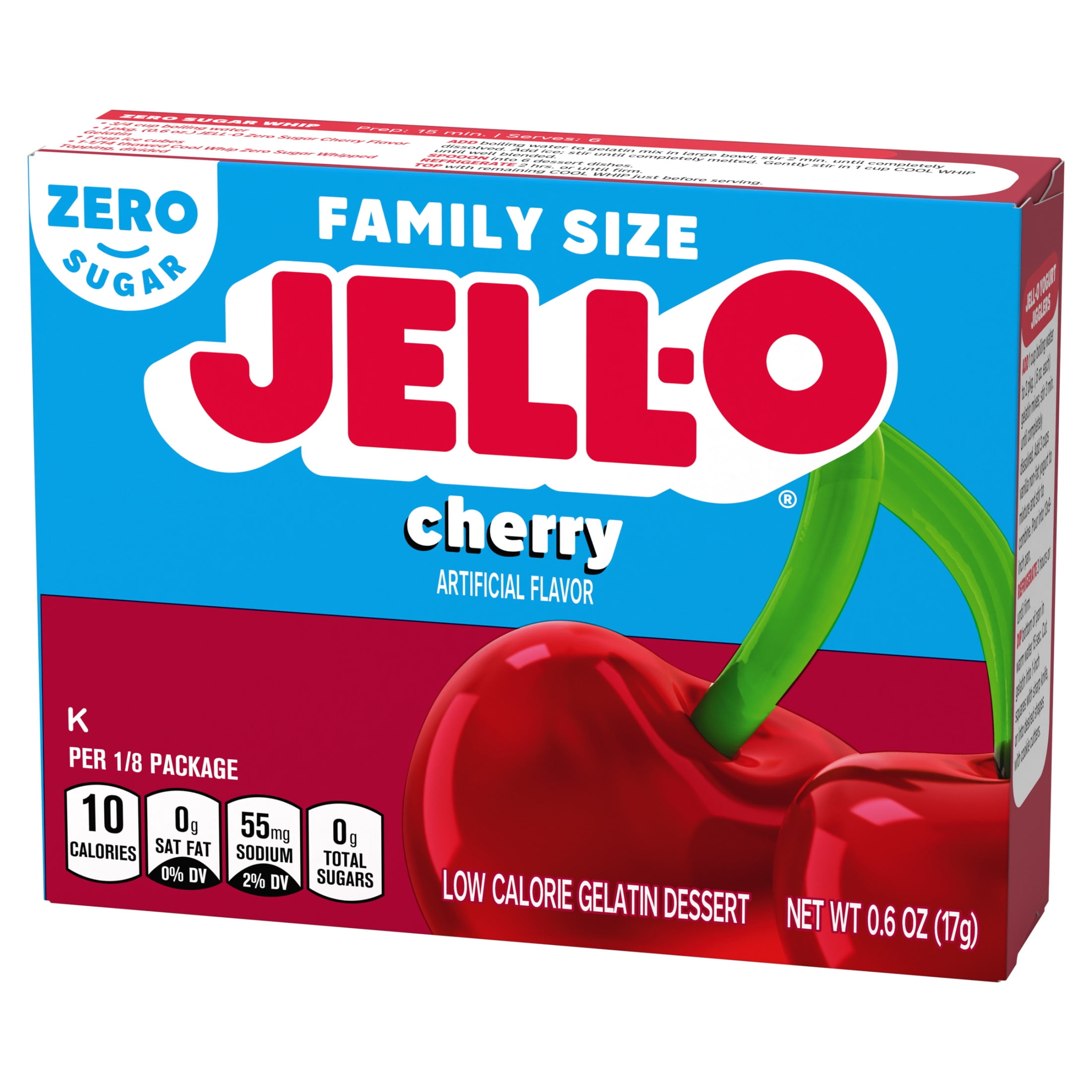 Jell-O Cherry Flavor Sugar Free Gelatin 0.6 oz (Pack - 6