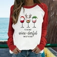 thumbnail image 2 of Fesfesfes Ugly Xmas Sweater Women's Casual Round Neck Raglan Color Matching Christmas Wine Cup Print Long Sleeve T-Shirt Top Long Sleeve Round Neck Top / Shirt, 2 of 6