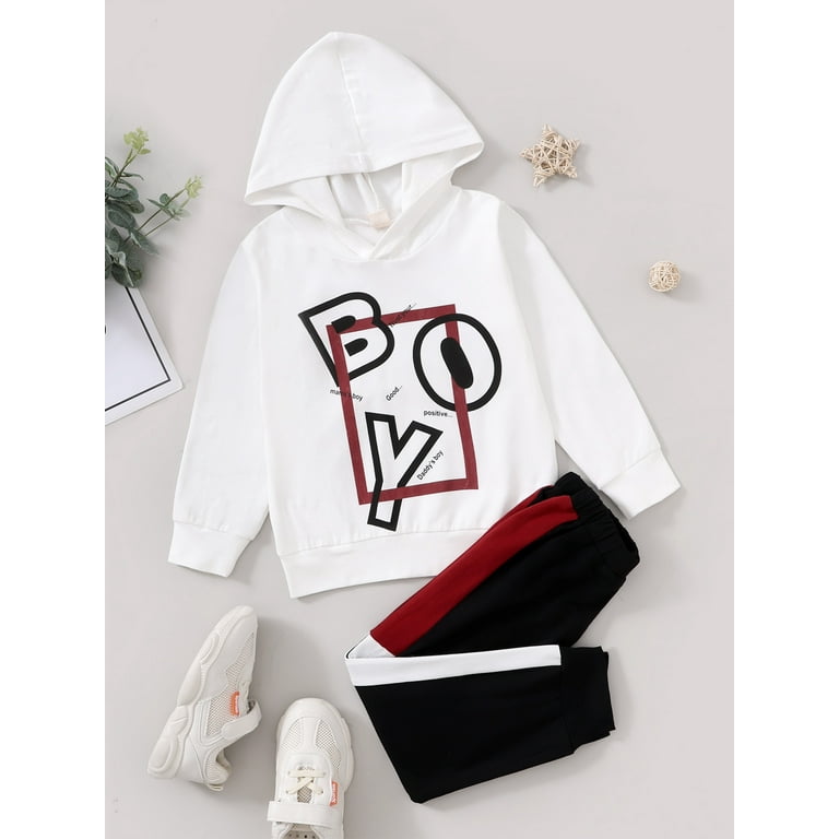 4T Toddler Baby Boys Outfits Long Sleeve Letter Print Hoodie Top