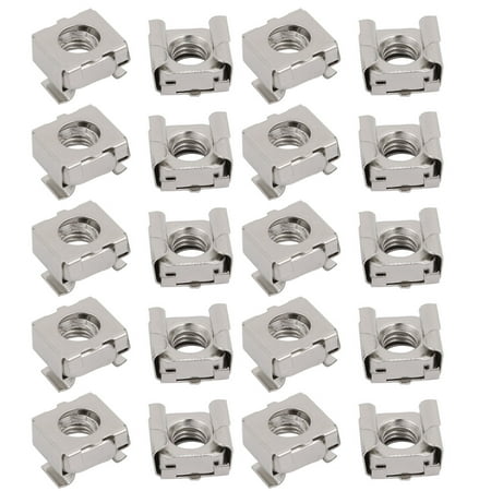Silver Plated Server - 20pcs M6 Carbon Steel Nickle Plated Cage Nut for Server Shelf Cabinet