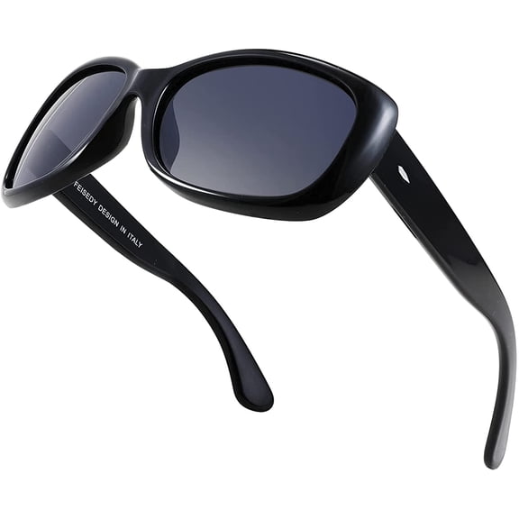 FEISEDY Vintage Square Polarized Sunglasses for Women Men Havana Thick Wrap Frame B2703