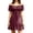 Wine, variant on KICILVS Womens Witch Costumes Adult Plain Off Shoulder Short Sleeve Corset Lace Up Waist Pleated Mini Party Dress Green