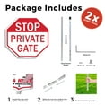 thumbnail image 3 of Stop Private Gate (2 Pack) 10 inch X 10 inch Octagon Plastic Signs with Aluminum Mounting Stakes Weather Resistant UV Protected for Workplace Private Property and Construction Site Made, 3 of 8