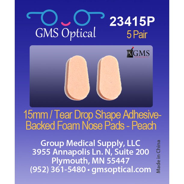 GMS Optical Tear Drop Adhesive Foam Nose Pads 15mm Peach (5 Pair