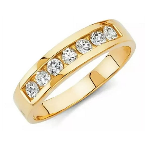 Men's Wedding Ring 2Ct Round Cut Natural Moissanite Diamond 14K Yellow Gold Plated Silver