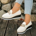 thumbnail image 5 of White Women'S Casual Loafers Shoes Platform Wedge Heel Metal Chain Slip On Comfortable Thick Sole Size 39 Foot Length 9.65In, 5 of 9