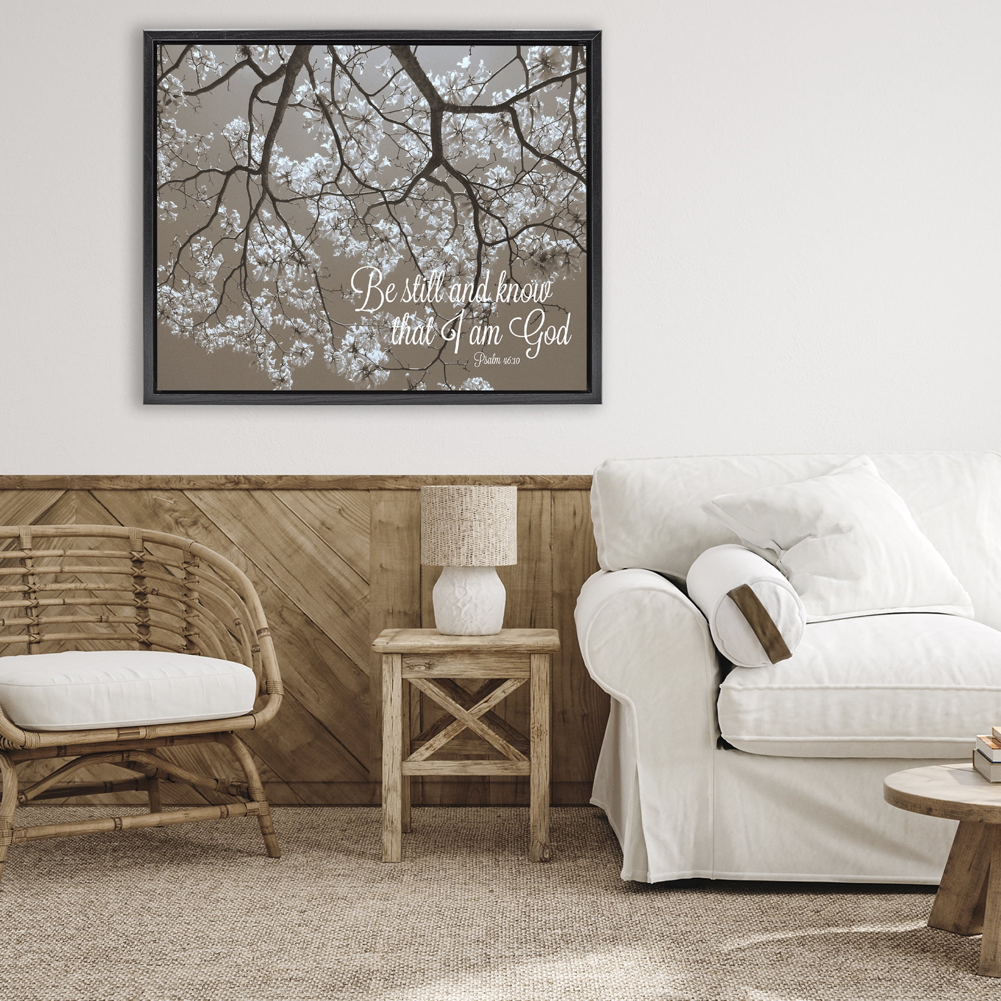 Stupell Industries Be Still Apple Blossoms Black Framed Floater Canvas Wall Art, design by Gail Peck