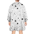 thumbnail image 2 of Wearable Oversized Blanket,White Black Cat Planet Star Moon Pattern Wearable Blanket Hoodie for Adults,Cozy Hooded Blankets with Super Pockets,Super Warm Fuzzy Pullover for Women & Men, 2 of 6
