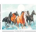 thumbnail image 3 of Seven running and galloping horses in water, poster print framed in hand crafted handicraft wood frame must for Vaastu Shastra peace harmony and success at home and office, Peace Harmony and success, 3 of 4