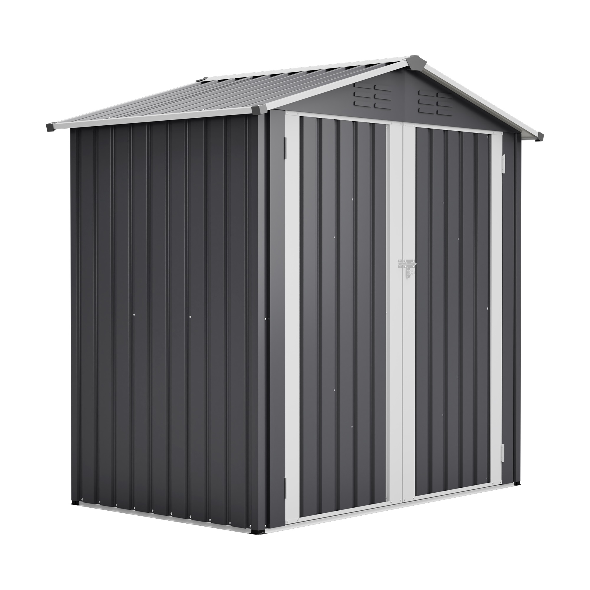 6x4FT Outdoor Steel Storage Shed with Lockable Door,Waterproof Garden Tool Shed Storage House for Backyard Patio Lawn, Gray