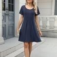 thumbnail image 6 of Timegard Dresses for Women Summer Scoop Neck Short Sleeve Pleated Loose Comfy Casual Dresses Pocket, 6 of 8