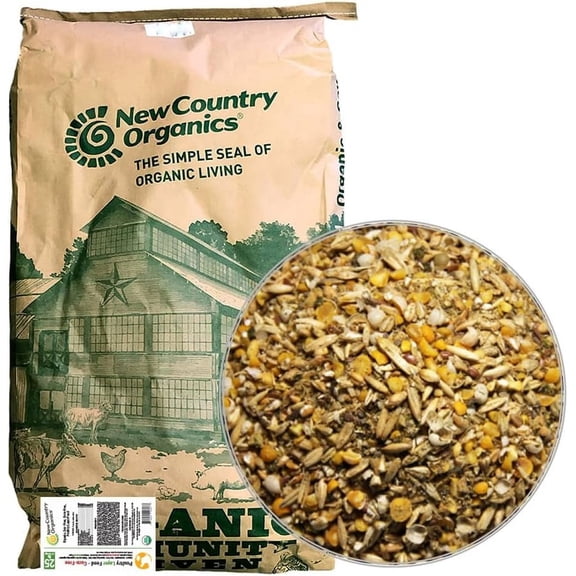 New Country Organics | Chicken Feed 25lb | Corn-Free Classic Layer Chicken Feed for Laying Hens | Corn-Free and Soy-Free | 17% Protein | Certified Organic and Non-GMO Chicken Food | 25lbs Bag