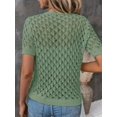 thumbnail image 2 of Women'S Casual Blue Top with Geometric Cutout Design - Loose Fit, V-Neck, Short Sleeve Sweater for Spring and Summer, Versatile and Stylish, 2 of 7