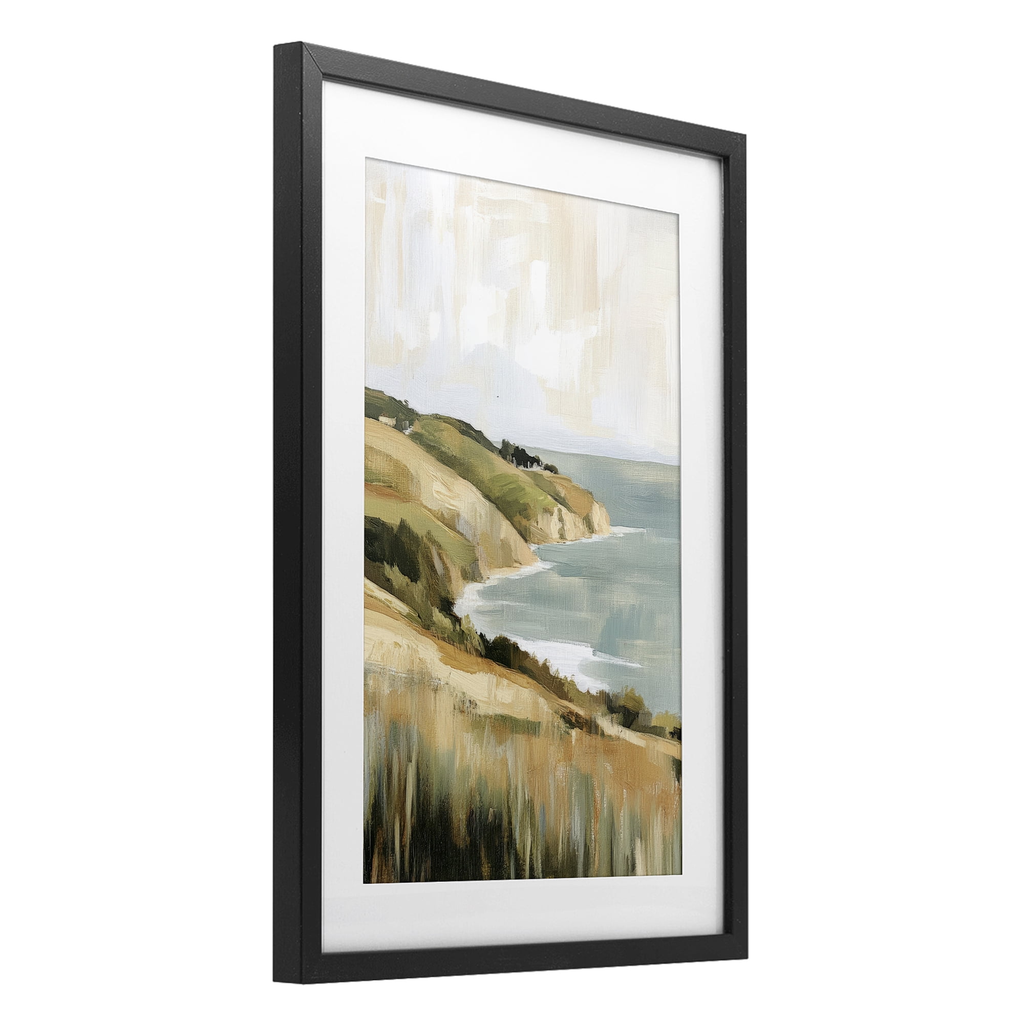 Stupell Industries Serene Cliff Coast Landscape Black Framed Print Under Glass, design by Petal Prints Design
