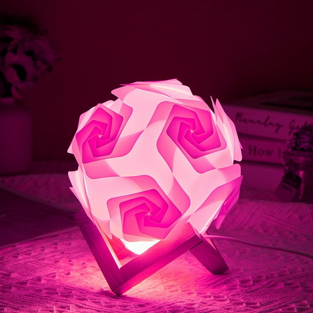 Lampe Bricolage Créative Rose Veilleuse Enfants, Veilleuse USB