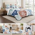 thumbnail image 6 of Twin Quilt Set 68''x86'', Teal Blue Brown Starfish Coastal Lightweight Bedspread Coverlet Set with 2 Pillow Shams, Summer Beach Nautical Coral Sea Breathable All Season Quilt Bedding for Dorm/Bedroom, 6 of 9