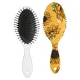 thumbnail image 2 of Sunflower Print Hair Brush, Vintage Floral Boho Chic Detangler with Watercolor Yellow Bloom Pattern, 2 of 8