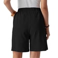 thumbnail image 3 of MDUKONU Women's Classic Linen Shorts Quick Dry Slim Fit Fade Resistant Black XL, 3 of 4