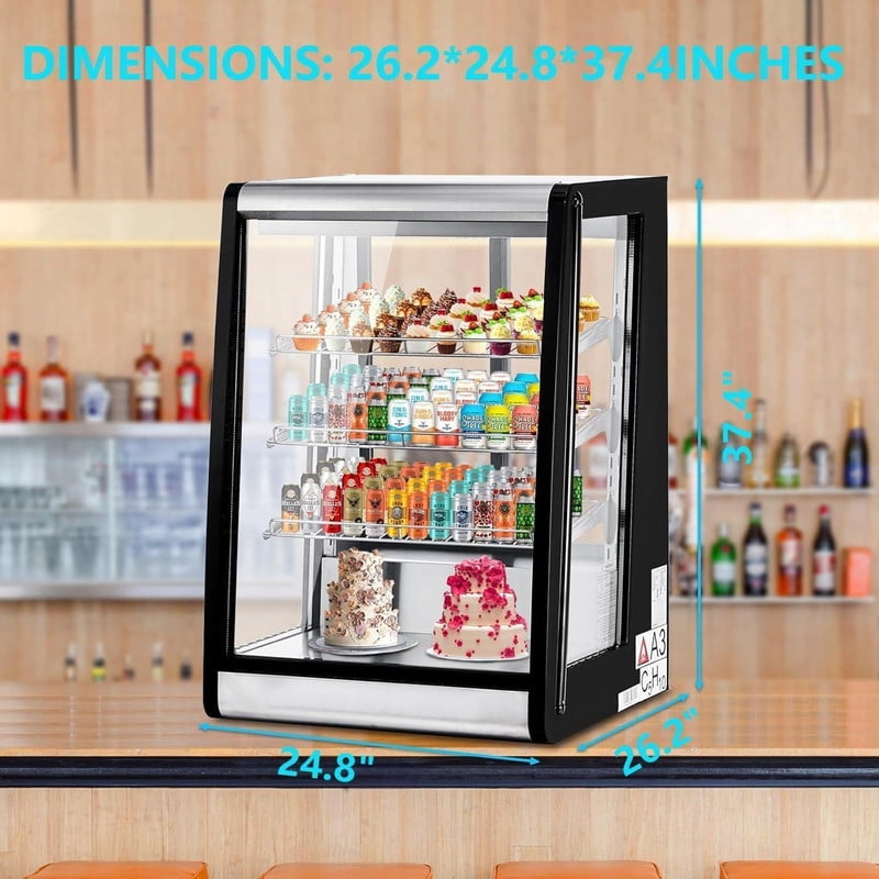 TROPOW Commercial Display Refrigerator, Countertop Refrigerated Display Case with LED Lighting for Bakery, Cafe