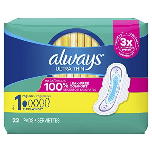 Always Ultra Thin Daytime Pads with Wings Size 1, Unscented, 22 Count