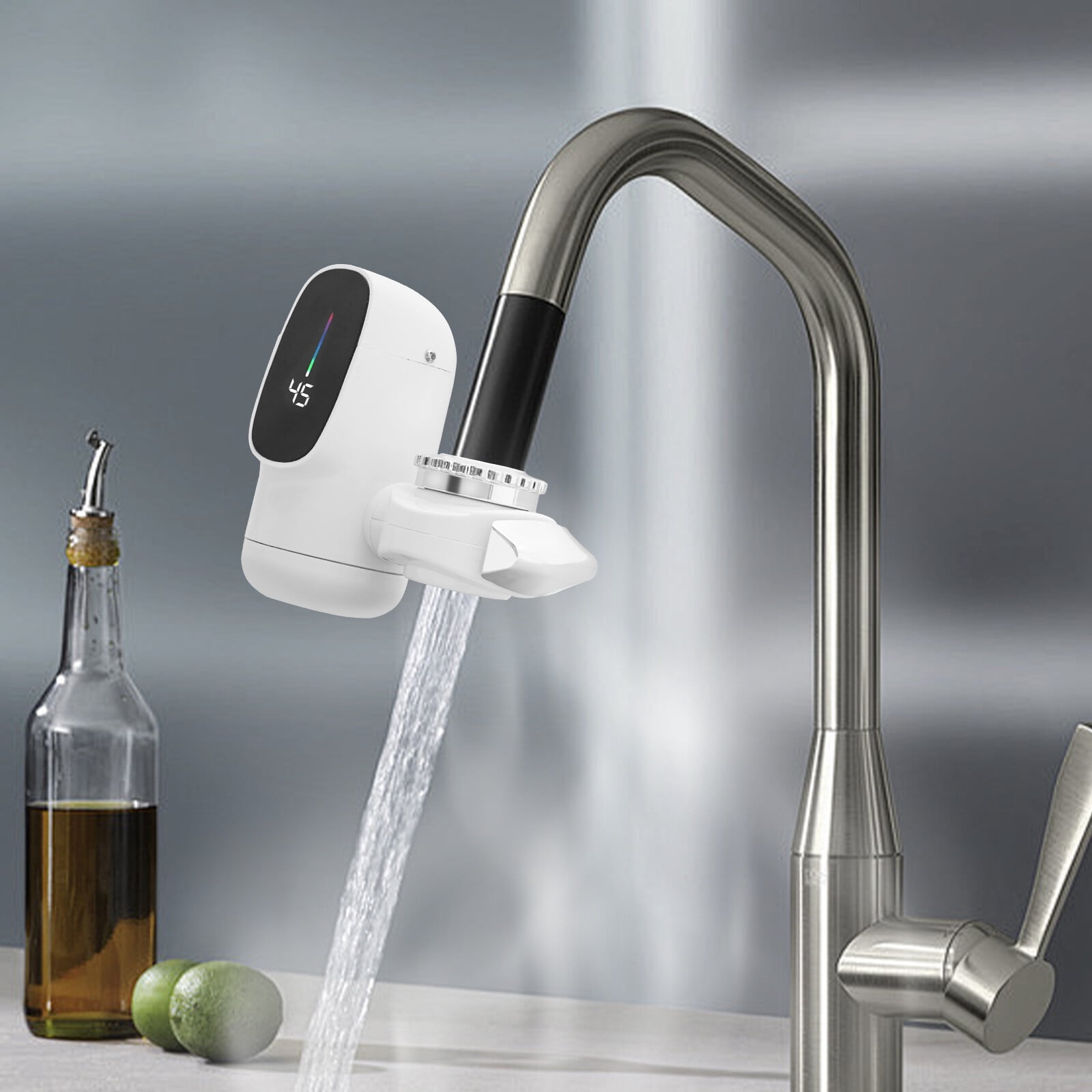 Instant Hot Water Faucet, 2500W Tankless Under Sink Electric Water Heater, 3-Second Heating with Smart LED Display & Adjustable Temperature (86-140°F), 110V for Kitchen Bathroom Washroom