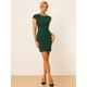 thumbnail image 3 of Vestido Recto De Trabajo De Oficina Con Mangas Casquillo Para Mujer Verde XL, 3 of 6