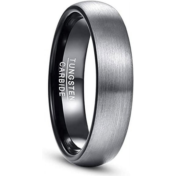 6mm Duo Tone Tungsten Carbide Rings for Men Women Brushed Finish Couple Wedding Band Sets Comfort Fit Size 7-14