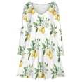 thumbnail image 3 of Watercolor Lemons Flowers Bee Long Sleeve Dresses For Women Vintage Elegant Party Dress Oversized V-neck Dress S-8XL, 3 of 7