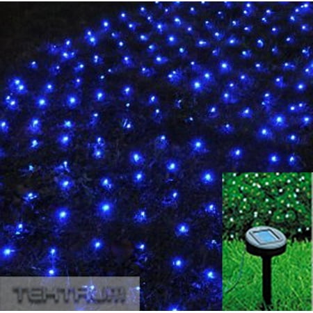 TEKTRUM 82 FT-LONG 150 BLUE LED TWO-IN-ONE SOLAR STRING FAIRY LIGHTS OUTDOOR - THICK WIRES/HEAVY ...