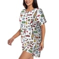 thumbnail image 2 of Kdxio Retro Style Print Pajamas Sets for Women Short-Sleeved Pjs with Lounge Shorts Two Piece Sleepwear S-4XL, 2 of 9