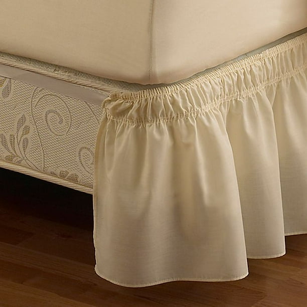 easyfit wrap around solid ruffled bed skirt, grey