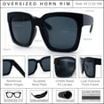 thumbnail image 5 of Womens Boyfriend Style XXL Oversize Horned Rim Thick Plastic Sunglasses Matte Black Frame Solid Black Lens, 5 of 7