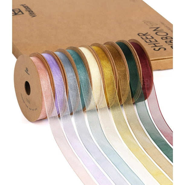 Juego de cintas de organza Vitalizart, 9 rollos, 1 cm x 9 m, transparentes