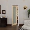 thumbnail image 2 of 18" X 80" Interior Frosted Glass Door Slab Pine Solid Wood Pantry Standard Door For Sliding Closet Door, 2 of 7