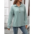 thumbnail image 4 of jinghuiyue Women Polo Shirts Long Sleeve Collared Button down Shirt V Neck Business Casual Pullover Tops L, 4 of 6