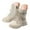 Beige, variant on UngA Girls Tall Boots Kid's Girls Leather Lace-Up Zipper Mid Calf Combat Riding Winter Boots Black,1.5