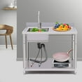 thumbnail image 6 of Miumaeov Commercial Stainless Steel Kitchen Sink Single Bowl Restaurant Kitchen Sink Set with Faucet Drainboard and Storage Shelf Prep & Utility Sink for Garage Restaurant, 6 of 13