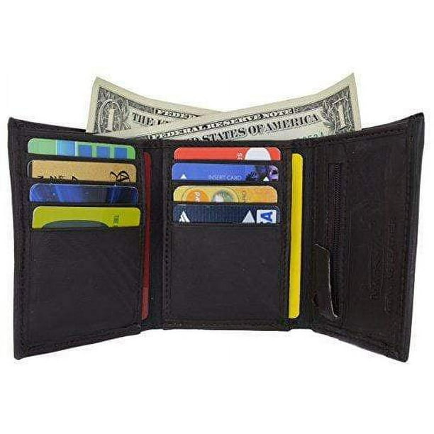 Lambskin Leather Men's Trifold Outside ID Credit Card Holder W