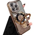 thumbnail image 6 of Magnetic Stand Glitter Case for iPhone 16 Pro Max,[Compatible with Magsafe] Luxury Bling Sparkly Rhinestones with Camera Protector Kickstand Women Girls Case for iPhone 16 Pro Max 6.9", Gold, 6 of 7